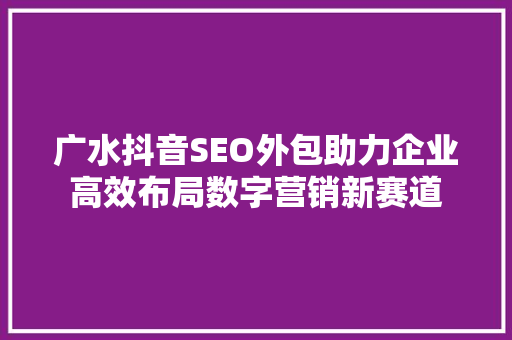 广水抖音SEO外包助力企业高效布局数字营销新赛道