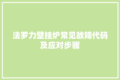 法罗力壁挂炉常见故障代码及应对步骤