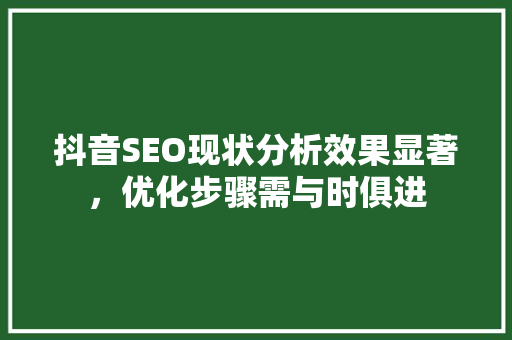 抖音SEO现状分析效果显著，优化步骤需与时俱进
