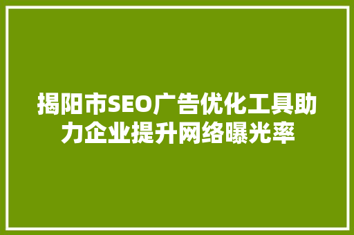 揭阳市SEO广告优化工具助力企业提升网络曝光率