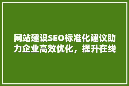 网站建设SEO标准化建议助力企业高效优化，提升在线竞争力