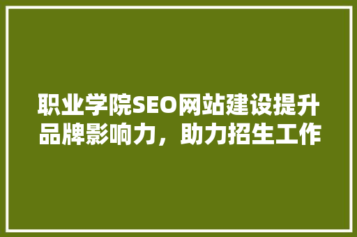 职业学院SEO网站建设提升品牌影响力，助力招生工作