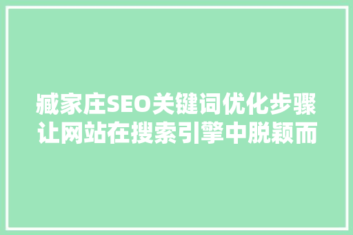 臧家庄SEO关键词优化步骤让网站在搜索引擎中脱颖而出