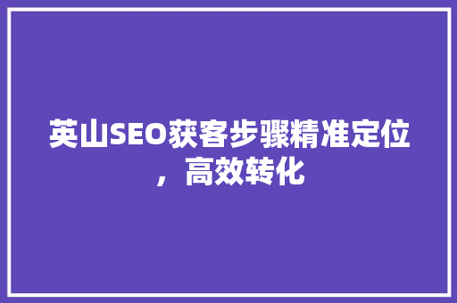 英山SEO获客步骤精准定位，高效转化
