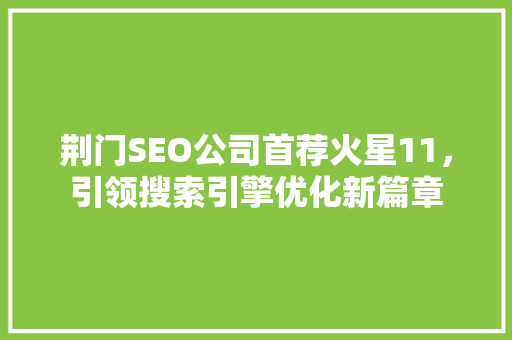荆门SEO公司首荐火星11，引领搜索引擎优化新篇章