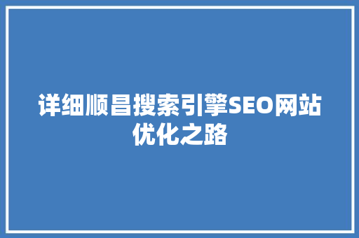 详细顺昌搜索引擎SEO网站优化之路