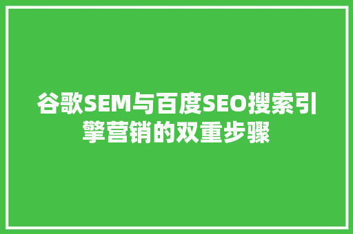 谷歌SEM与百度SEO搜索引擎营销的双重步骤
