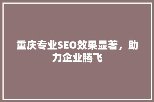 重庆专业SEO效果显著，助力企业腾飞