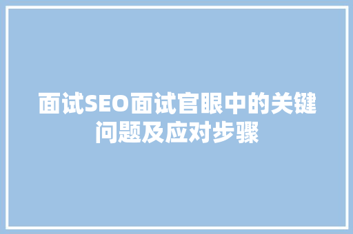 面试SEO面试官眼中的关键问题及应对步骤