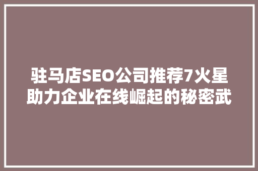 驻马店SEO公司推荐7火星助力企业在线崛起的秘密武器  第1张