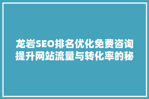 龙岩SEO排名优化免费咨询提升网站流量与转化率的秘密武器