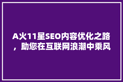 A火11星SEO内容优化之路，助您在互联网浪潮中乘风破浪