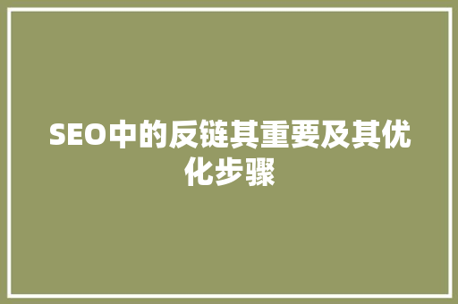 SEO中的反链其重要及其优化步骤