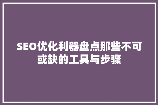 SEO优化利器盘点那些不可或缺的工具与步骤