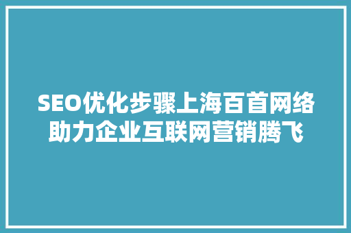 SEO优化步骤上海百首网络助力企业互联网营销腾飞