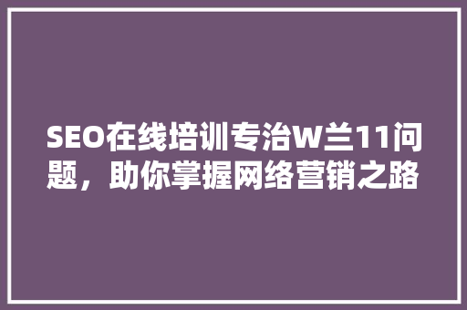 SEO在线培训专治W兰11问题，助你掌握网络营销之路