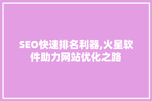 SEO快速排名利器,火星软件助力网站优化之路