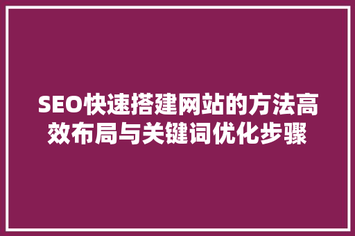 SEO快速搭建网站的方法高效布局与关键词优化步骤