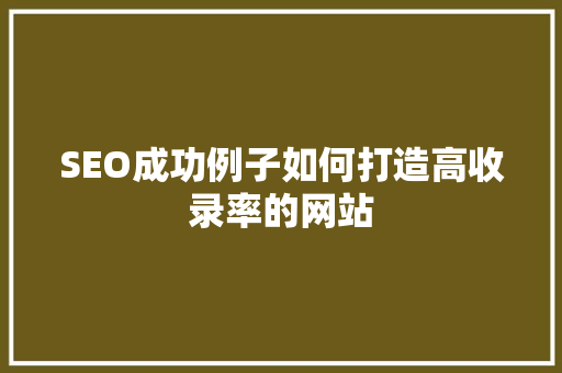 SEO成功例子如何打造高收录率的网站
