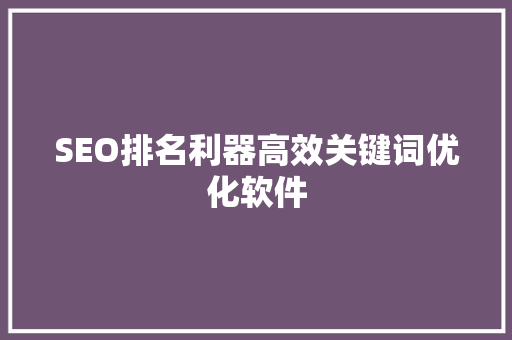 SEO排名利器高效关键词优化软件
