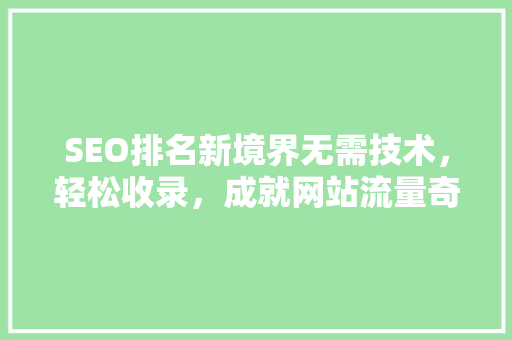 SEO排名新境界无需技术，轻松收录，成就网站流量奇迹
