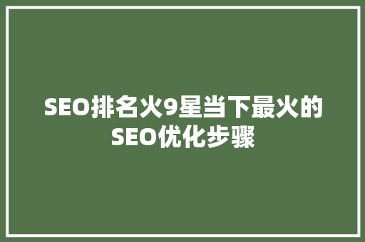 SEO排名火9星当下最火的SEO优化步骤