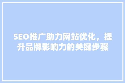SEO推广助力网站优化，提升品牌影响力的关键步骤