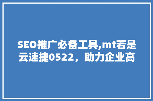 SEO推广必备工具,mt若是云速捷0522，助力企业高效提升网站排名