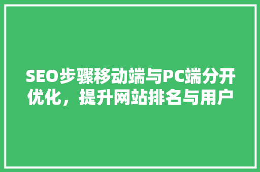 SEO步骤移动端与PC端分开优化，提升网站排名与用户体验