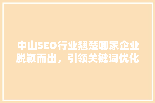 中山SEO行业翘楚哪家企业脱颖而出，引领关键词优化新潮流
