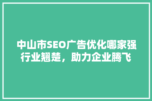 中山市SEO广告优化哪家强行业翘楚，助力企业腾飞