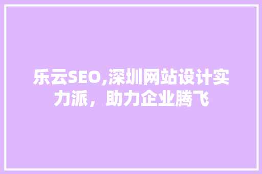 乐云SEO,深圳网站设计实力派，助力企业腾飞