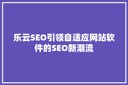 乐云SEO引领自适应网站软件的SEO新潮流