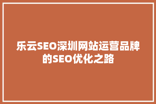 乐云SEO深圳网站运营品牌的SEO优化之路