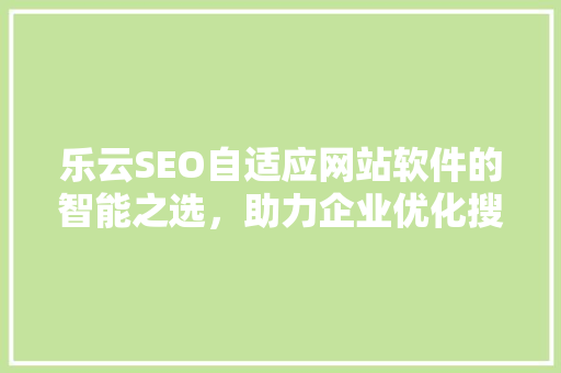 乐云SEO自适应网站软件的智能之选，助力企业优化搜索引擎排名