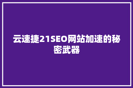 云速捷21SEO网站加速的秘密武器
