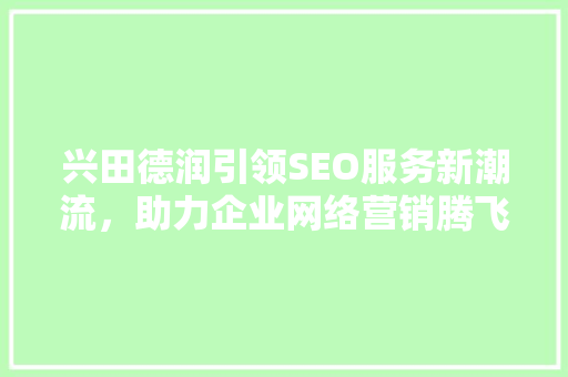 兴田德润引领SEO服务新潮流，助力企业网络营销腾飞