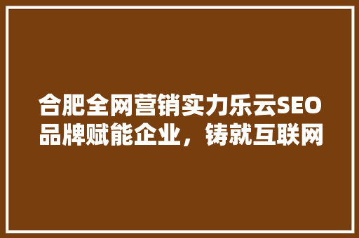 合肥全网营销实力乐云SEO品牌赋能企业，铸就互联网辉煌