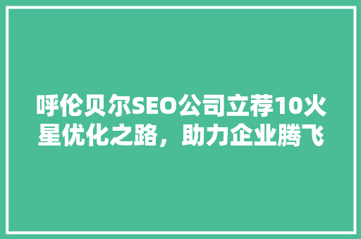 呼伦贝尔SEO公司立荐10火星优化之路，助力企业腾飞