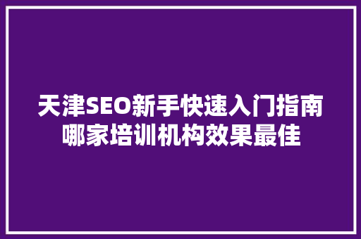 天津SEO新手快速入门指南哪家培训机构效果最佳