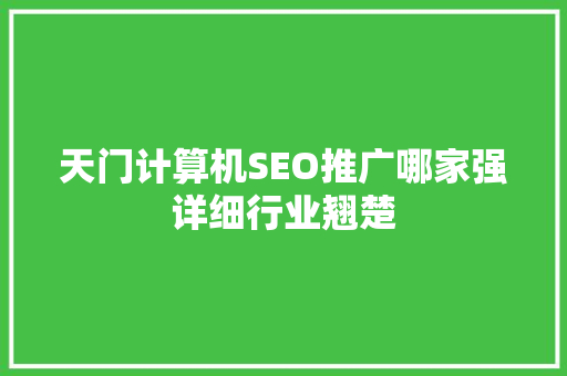 天门计算机SEO推广哪家强详细行业翘楚