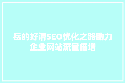 岳的好滑SEO优化之路助力企业网站流量倍增