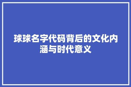 球球名字代码背后的文化内涵与时代意义