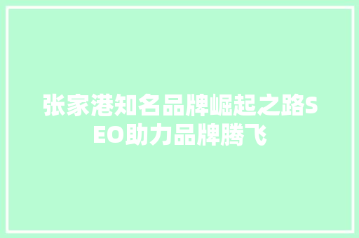 张家港知名品牌崛起之路SEO助力品牌腾飞