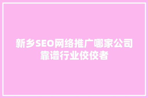 新乡SEO网络推广哪家公司靠谱行业佼佼者