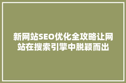 新网站SEO优化全攻略让网站在搜索引擎中脱颖而出