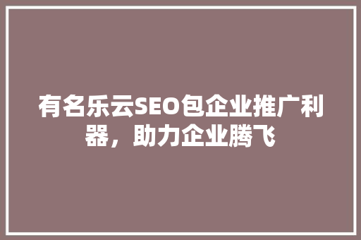 有名乐云SEO包企业推广利器，助力企业腾飞