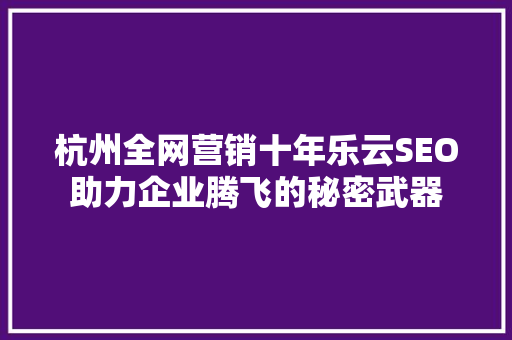 杭州全网营销十年乐云SEO助力企业腾飞的秘密武器