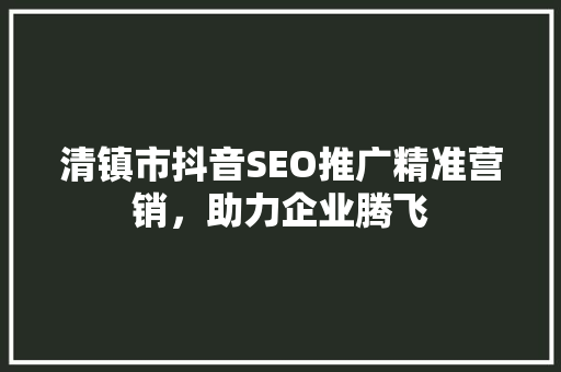 清镇市抖音SEO推广精准营销，助力企业腾飞