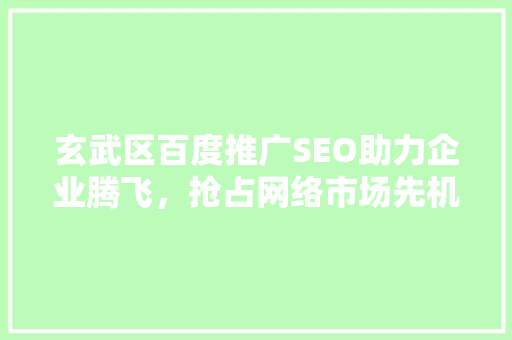 玄武区百度推广SEO助力企业腾飞，抢占网络市场先机